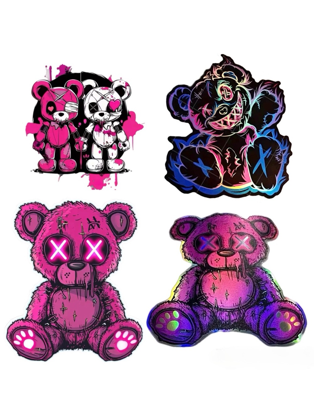 (4) Cartoon Bear Vinyl Stickers